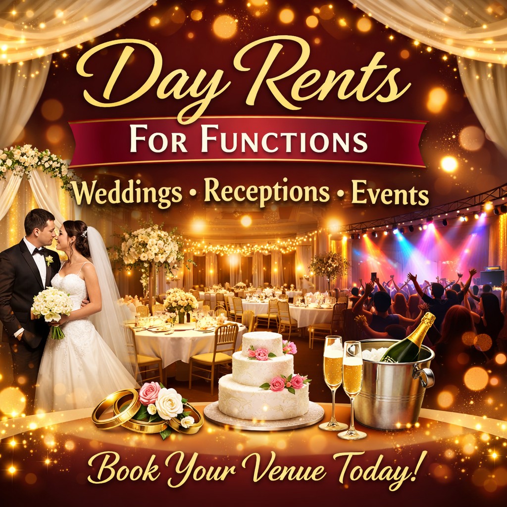 Day rents for functions – weddings, receptions, events